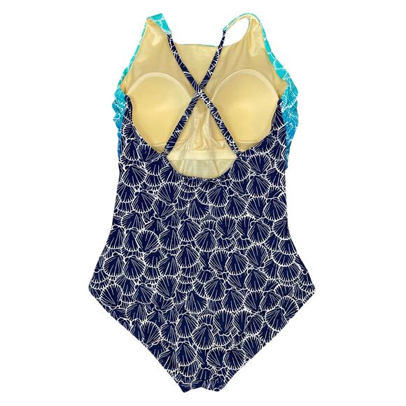 Miraclesuit x Talbots High Neck One Piece Swimsuit Ombré Shells Size 16 Pool NEW - Picture 6 of 13
